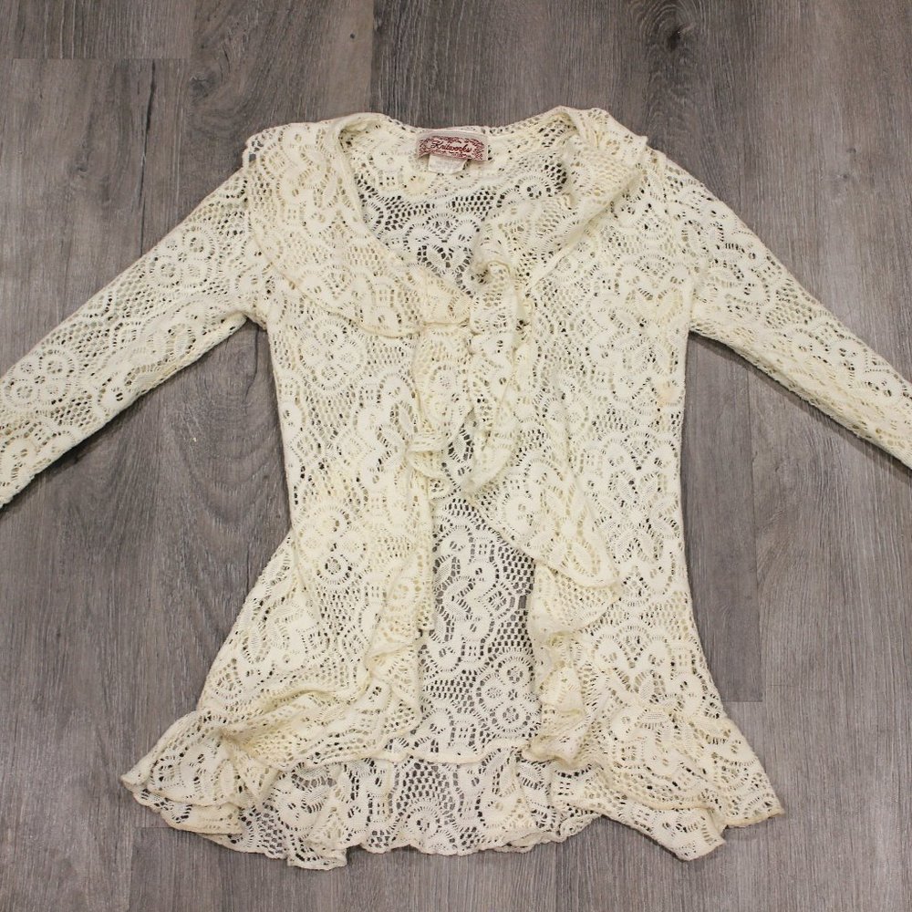 Knitworks Women's White Thin Lace Jacket Size Small